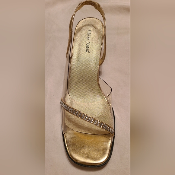 Pierre Dumas size 8½M clear/gold heels - Picture 5 of 11